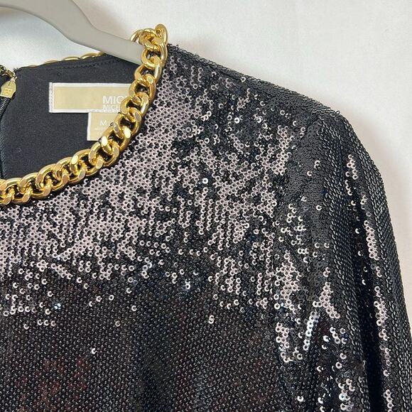 Michael Kors Black Sequin Dress with chain accent size m. NWT - Picture 5 of 14